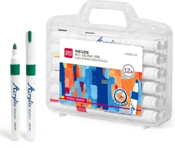 Acrylic Paint Markers 12 Colors – Professional Water-Based Art 12（Single-tip）