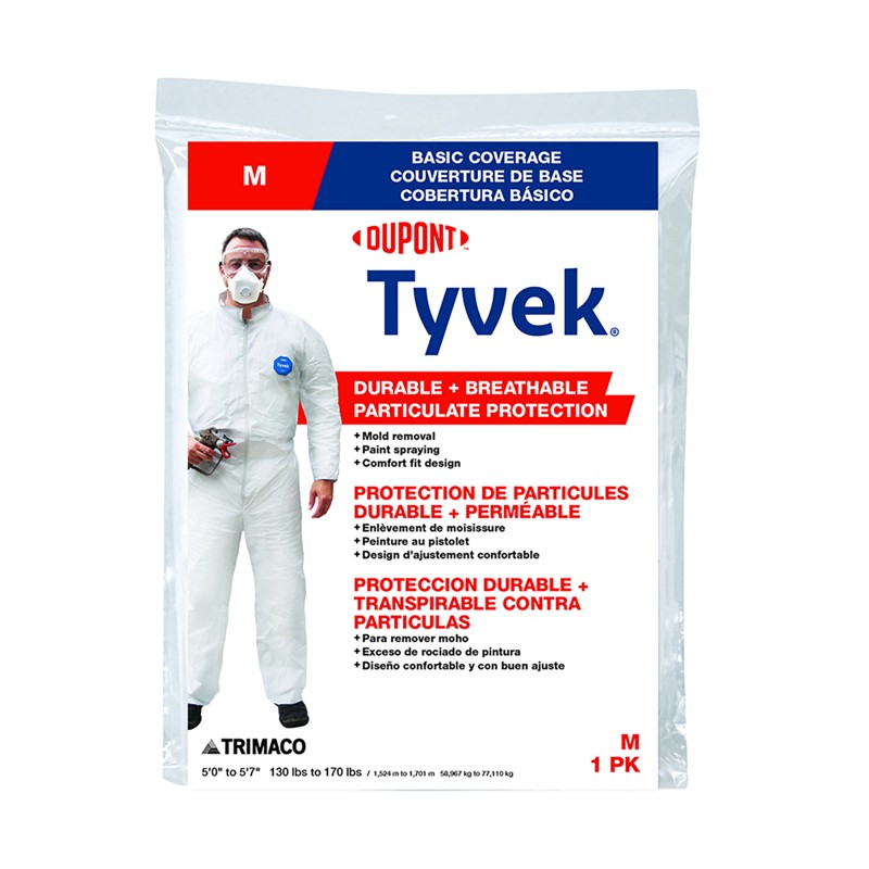Trimaco 14121 Tyvek Painter’s Heavy-Duty White Coveralls Medium