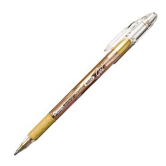 K908X Pentel Sunburst Metallic Gel Roller Pen, Medium Tip, Gold, Pack of 1