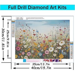 5D Diamond Painting Kit for Adults Beginner – Sea of Flowers Full Round Drill Di