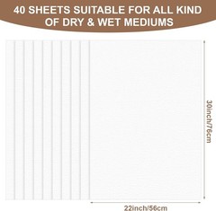 10 Sheets Large Watercolor Paper 22 x 30 Inches, 140 lb/300 GSM Cotton Drawing