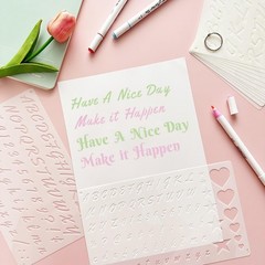 1/2, 3/4, 1, 2 Inch Letter Stencils for Painting, 14 Pack (9.8 X 5.9 Inch) Plast