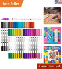 Vibrant 36 Dual-Tip Brush Pens – Perfect for Calligraphy & Adult Coloring Books