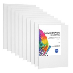 10 Pack 8×10 Inch Canvas Panels, White, Gesso Primed, Cotton, Painting Art