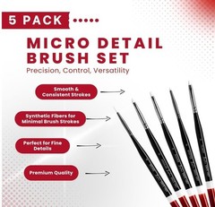Angelus Micro Detail Paint Brush Set of 5 Synthetic for Leather Acrylic Models