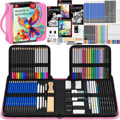 133 PCS Art Supplies Sketching Kit, Pro Drawing Pencils with Sketchbook, Colorin