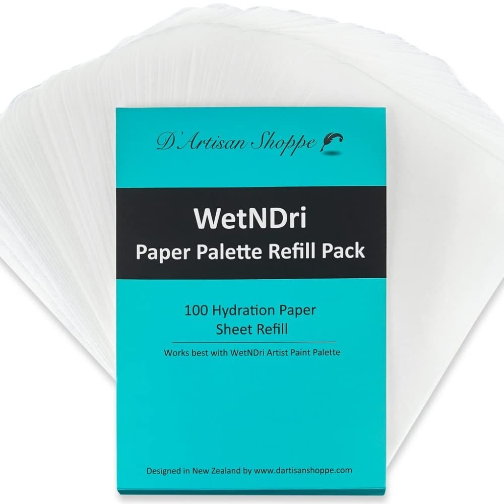 WetNDri Disposable Palette Paper for Acrylic Painting. 100pc Refill Pack Pall…