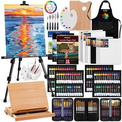 187Pcs Professional All-in-One Art Painting Kit with Aluminum & Beech Wood Ea