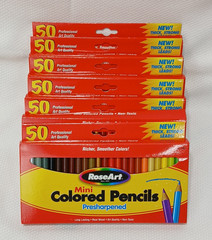 RoseArt Mini Colored Pencils PreSharpened Discontinued 6 boxes each w/qty 50 NOS