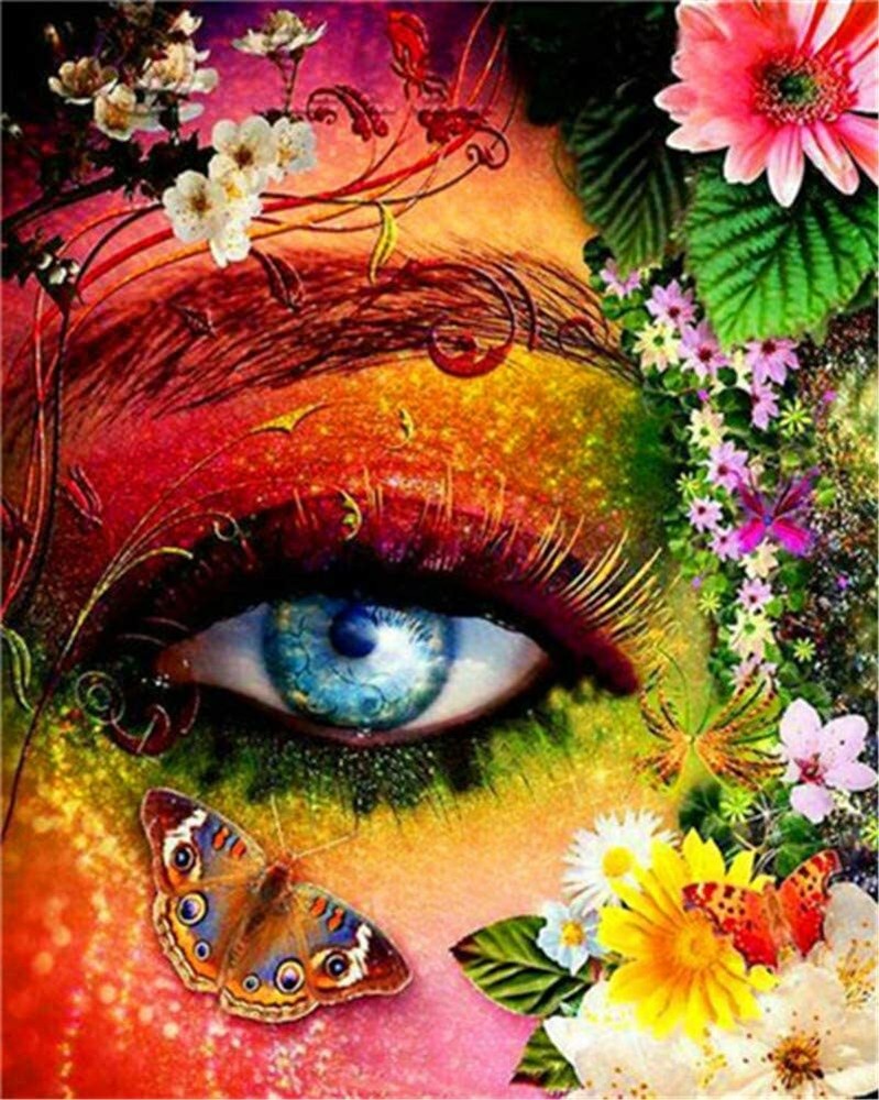 Paint By Numbers Adults kids Eye Flower Abstract DIY Painting Kit 40x50CM Canvas
