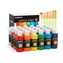 AnyMark Acrylic Paint Set, 24 Classic Colors 2 Fl Oz (Pack of 24),