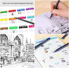 24 Fineliner Color Pens, Fine Line Colored Sketch Writing Drawing Pens for Journ