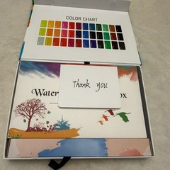 Watercolor Paint Box 36 Color Solid Pigment Palette Pens Paper New Sealed