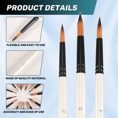 12Pcs Acrylic Paint Brushes Set, Professional Round-Pointed Tip Artist9729