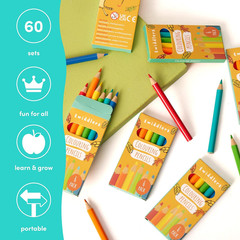 THE TWIDDLERS 60 Pack Mini Colored Pencils – 6 Pencils per Box – 360 Bulk Mini C