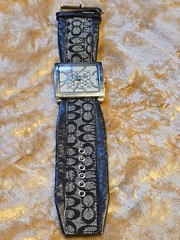 Ladies Watch – Monogram Soft Band w/ Rhinestone Numbers – Silver – WT-G933