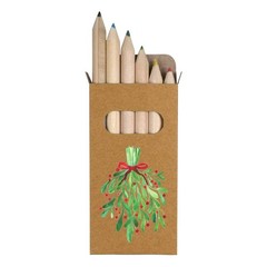 6 x ‘Mistletoe With Red Ribbon Christmas ‘ Short Colour Pencils (PE00076006)