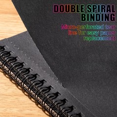30 Sheets Black Paper Sketchbook, 98lb/160gsm 5.5×8.5 Inch (1 pack), black
