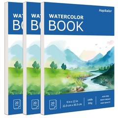 Hapikalor School Supplies for Teens, 3Pack 9″x12″ Watercolor Paper Pad, 140lb…