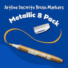 Decorite Metallic Water Based Brush Marker, Pigment , Xylene-Free, Fast Drying,
