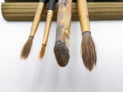 Lot of 4 Pure Red Sable Pro Stroke Creative Mark Artist Brushes. Long Handle 49