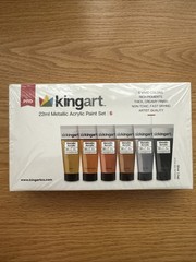 KingArt Pro Metallic Acrylic Paint Set, 6 Colors, 22ml (0.74oz) ea NEW SEALED
