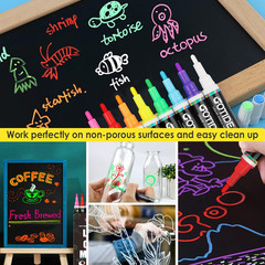 Liquid Chalk Markers, Fine Tip 8 Colors Washable Window Chalkboard Glass Pens, P