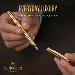 Scriveiner Gold Rollerball Pen – Stunning Luxury 1 Count (Pack of 1), 3.