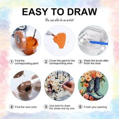 Yezavesu Cowboy Boots Paint by Numbers Kit 16×20 inches, Y-OP-Frameless407