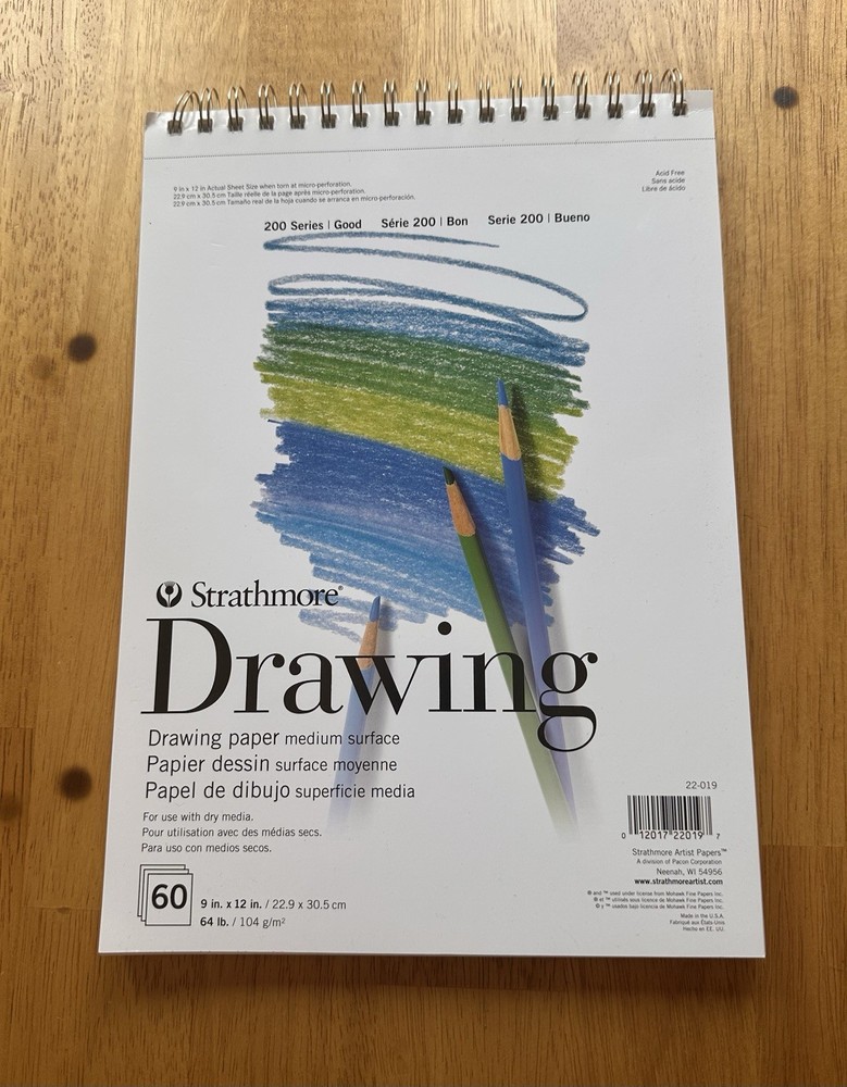 Strathmore Drawing Paper Pad 200 Series 9 x 12 Inches White 64 Lb, 60 Sheets