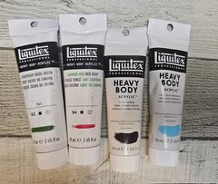4 Liquitex Heavy Body Acrylic Paint Cad-Free Red Oxide Green Light Blue Umber