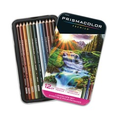 Premier Colored Pencils, Soft Core, Landscape Set, 12 Count – Adult Coloring,…