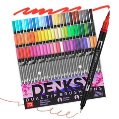 72 PCS Dual Tip Watercolor Brush Markers Set Fineliner Art Calligraphy Pens