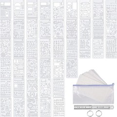 48 Pieces Journal Planner Stencils Plastic Bullet Stencil with A6 File Bag