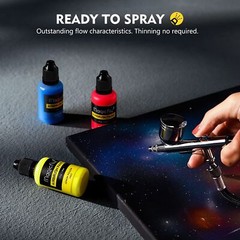 16-Color Acrylic Airbrush Paint Set 30ml Opaque/Neon Water-Based for Artists