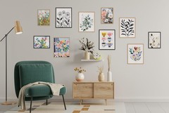 Kate and Laurel Modern Minimalist Botanical Watercolor in Muted Teal Framed W…