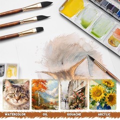 Watercolor Brushes Professional, 10Pcs Synthetic Squirrel Hair Water Color Pa…