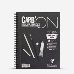 Clairefontaine Carb’ON Spiral Pad Carbon Black Paper A5 20 Sheets 120gsm