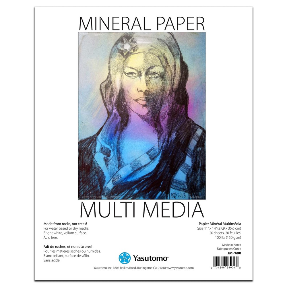Yasutomo Mineral Paper Multi-Media Artists Pad, 11 x 14 inches, 20 White