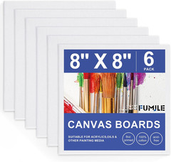 Canvas Boards for Painting 8X8, 6 Pack Canvases for Painting Primed Acid Free Bl