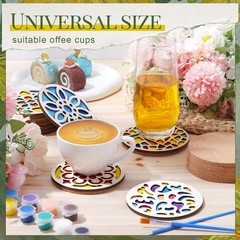 12 Pcs Wood Coasters Craft Kit Paint You Own Coaster Wooden Painting Craft Ki…