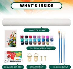 Framed Paint by Numbers Kit for Adults Beginner & Kids, Flowers Easy Adult Paint