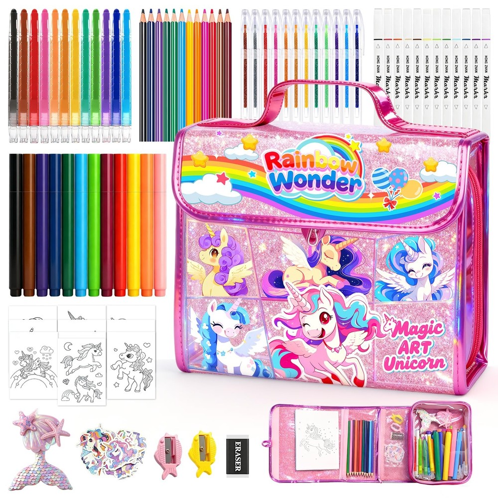 106PCS Scented Washable Markers Set,Arts and Crafts Kit for Girls Ages 4-6-8-…