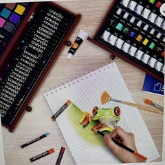 175 Piece Deluxe Art Set with 2 Drawing Pads Acrylic Paints Crayons Colored