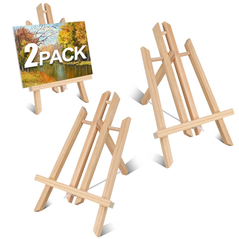 2PCS 12 Inch Wood Tabletop Easel 11.8 inches (H) x 7.7 (W), burlywood