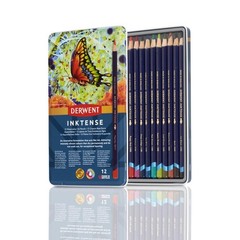 Drawing Pencils, Inktense, 4mm Core, Metal Tin, Watercolor, 12 Coun