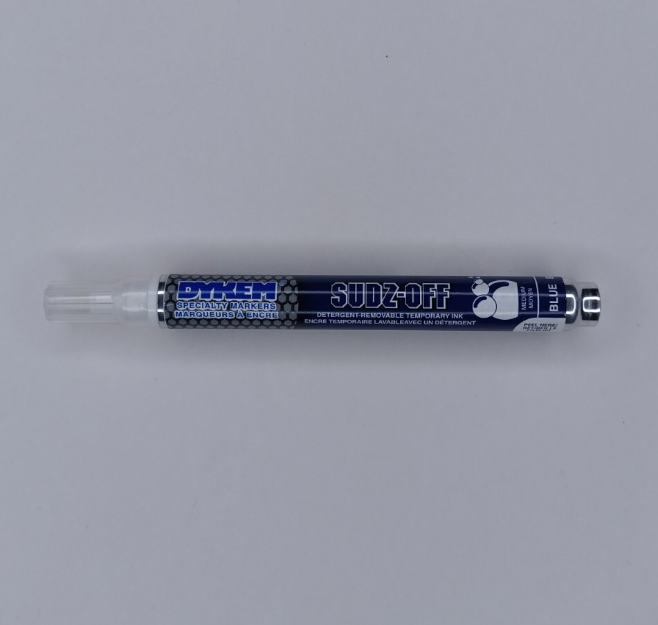 Dykem Sudz Off BLUE Detergent Removable Temporary Ink Marking Pen Marker