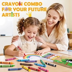 Lovelyjn 18 Colors Jumbo Crayons For Toddlers 1-3 2-4 Non-Toxic Washable Easy