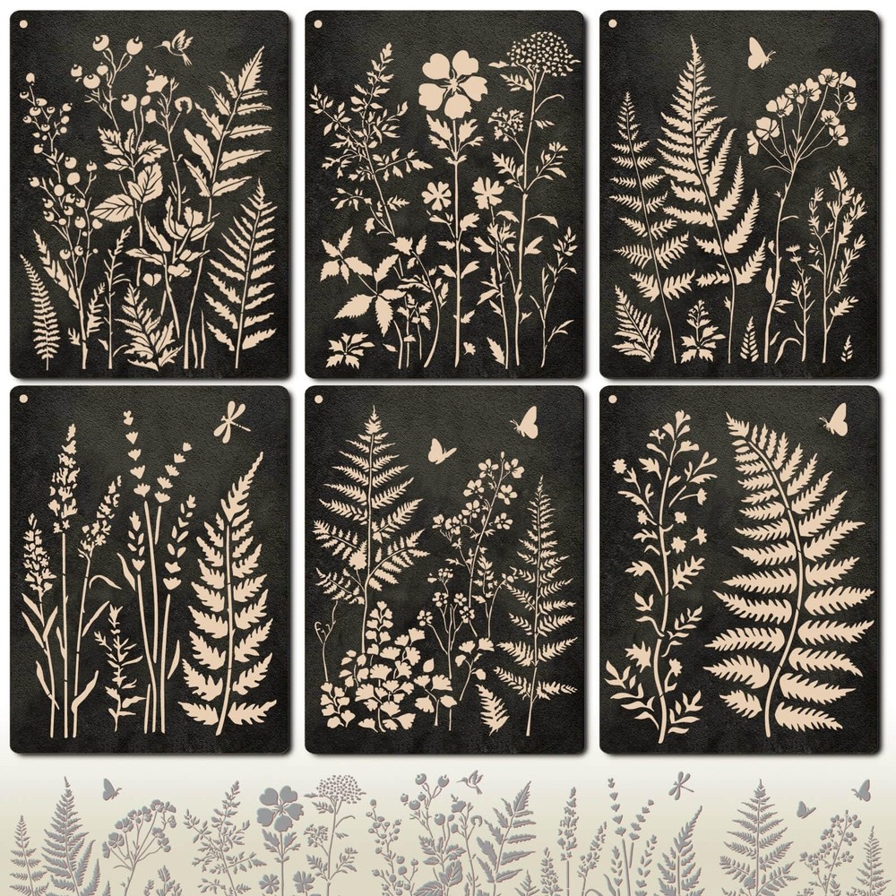 Botanical Wall Stencil Kit for Painting – Large Reusable 14.5″ x 11″, white