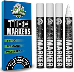 White Tire Paint Marker for Car Tire Lettering – 4 Pack – Permanent Tire Paint P